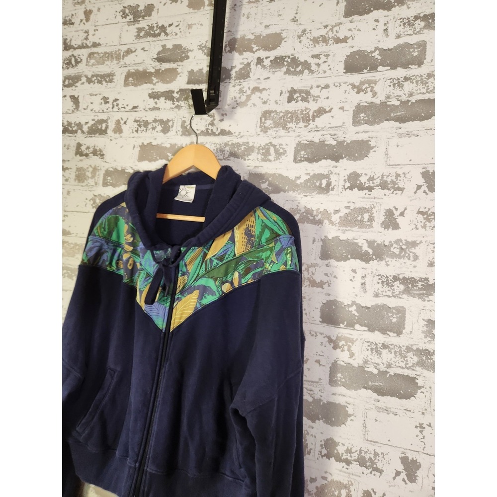Offline By Aerie Full Zip Hoodie Womens Size L Blue Tropical Floral - Picture 5 of 16